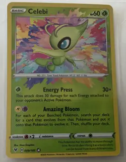 Celebi 009/185 Amazing Rare Vivid Voltage Pokemon Card Near Mint - Image 1