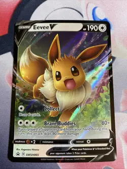 Pokemon TCG Eevee V Black Star Promo SWSH065 Holo Full Art English Rare - Image 1
