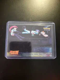 Topps Pokemon Mewtwo Strikes Back 23 Meowth Times Two EMBOSSED FOIL HOLO TEXTURE - Image 3