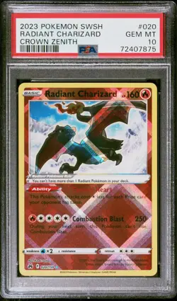 2023 Pokemon SWSH Radiant Charizard 020/159 Crown Zenith Holo PSA 10 GEM MINT 🔥 - Image 1