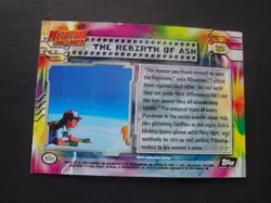 1999 Topps Pokemon First Movie Rebirth Ash Silver Sandpaper Foil #38 Black Logo - Image 2