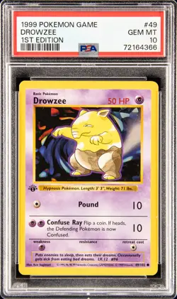 1999 POKEMON BASE SET 1ST EDITION#49 DROWZEE PSA 10 - Image 1