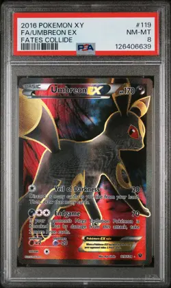 2016 Pokemon XY Fates Collide Umbreon EX Full Art Ultra Rare 119/124 PSA 8 - Image 1