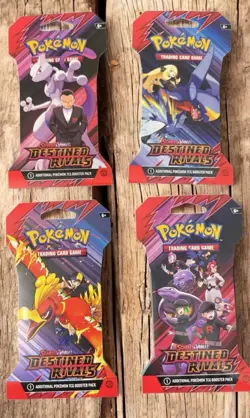 Pokemon Destined Rivals SLEEVED Packs Set of 4 Full Art Set - Image 1