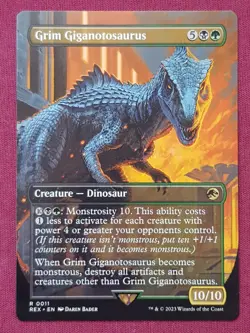 Magic The Gathering JURASSIC WORLD GRIM GIGANOTOSAURUS black/green card MTG - Image 1