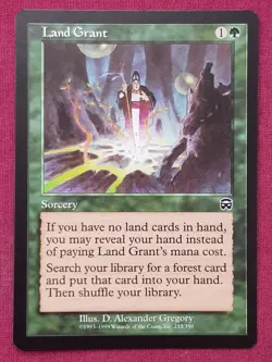 Magic The Gathering MERCADIAN MASQUES LAND GRANT green card MTG - Image 1