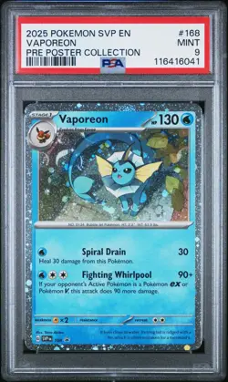PSA 9 Mint Vaporeon #168 Black Star Promo Pokemon 2025 Prismatic Evolutions - Image 1