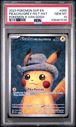 2023 POKEMON SVP EN-SV BLACK STAR PROMO #085 PIKACHU WITH GREY FELT HAT PSA 10 - Image 1