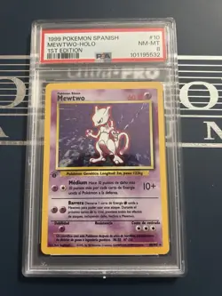 Psa 8 Pokemon Mewtwo Holo 1st Edition Spanish Espanol - Image 1