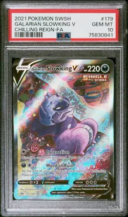 PSA 10 GALARIAN SLOWKING V 2021 POKEMON SWORD & SHIELD CHILLING REIGN FULL ART - Image 3