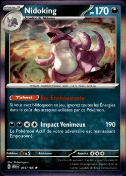 Carte Pokemon NIDOKING 034/165 HOLO EV3.5 Ecarlate et Violet MEW 151 FR NEUF - Image 1