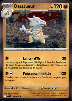 Carte Pokemon OSSATUEUR 105/165 HOLO EV3.5 Ecarlate et Violet MEW 151 FR NEUF - Image 1