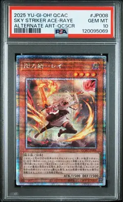 YuGiOh Sky Striker Ace Raye Alt Art PSA10 25th Secret QCAC JP008 - Image 1