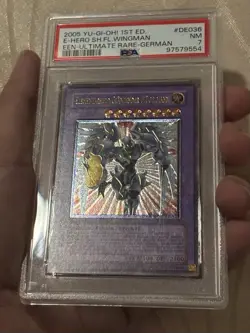 Yugioh GERMAN Elemental Hero Shining Flare Wingman EEN-DE036 Ultimate 1st PSA 7 - Image 3