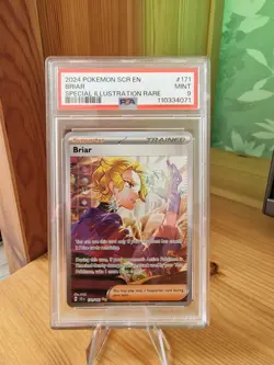 Briar 171/142 Sv07: Stellar Crown Holo SIR Pokemon Card PSA 9 Mint - Image 1
