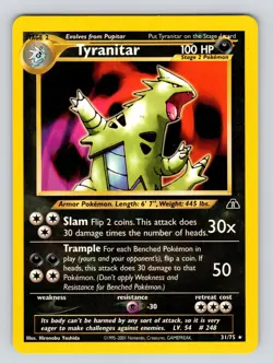 Tyranitar Non Holo Rare 31/75 Neo Discovery Set Vintage Pokemon Card NM - Image 1