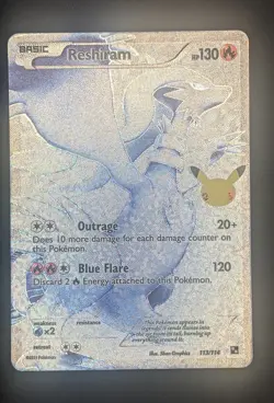 Reshiram 113/114 Celebrations Textured Full Art Ultra Rare Holo Pokemon Card - Image 1