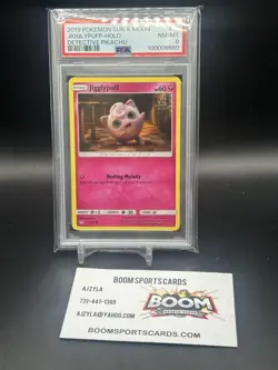 2019 POKEMON SUN & MOON DETECTIVE PIKACHU #14 JIGGLYPUFF-HOLO PSA 8 - Image 1