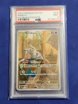 Mimikyu #075 Pokemon SVP En Paldean Fates, PSA 9 Mint, 2024 ETB - Image 1