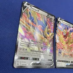 Pokemon TCG Zacian V Crown Zenith 095/159 & Zamazenta V 098/159 Holo Ultra Rare - Image 2