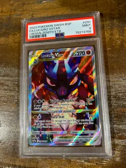 POKEMON 2023 SWSH Promo Crown Zenith LUCARIO Full Art VStar #291 ETB PSA 9 RARE - Image 1