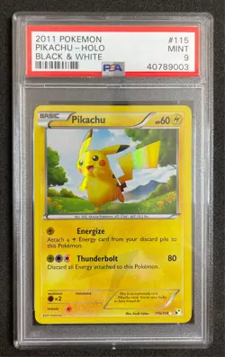 Pokemon Pikachu Secret Rare Holo PSA 9 - 2011 Black & White 115/114 - PW - Image 1