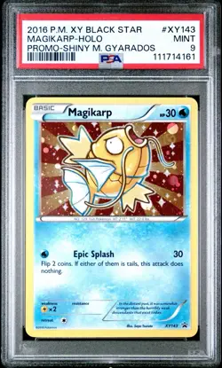PSA 9 2016 POKEMON XY BLACK STAR PROMO SHINY MEGA GYARADOS #XY143 MAGIKARP-HOLO - Image 1
