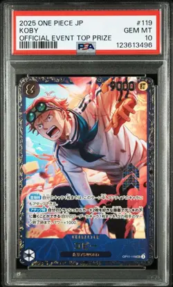 One Piece Card Koby Flagship Battle Winner Promo SEC PSA10 OP11 119 Rare - Image 1