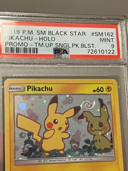PIKACHU SM162 Promo Holo Pokemon 2019 Team Up SWIRL beautiful - PSA 9 Mint - Image 1