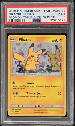 PIKACHU SM162 Promo Holo Pokemon 2019 Team Up SWIRL beautiful - PSA 9 Mint - Image 3