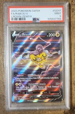 Raikou V GG41 Crown Zenith SWSH Pokemon TCG PSA 9 Mint - Image 1