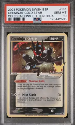 Pokemon Greninja Gold Star Celebrations ETB Black Star Holo Promo SWSH144 PSA 10 - Image 3