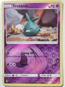 REVERSE HOLO Trubbish 50/145 LP - Yuka Morii Clay Guardians Rising Pokemon Card - Image 1