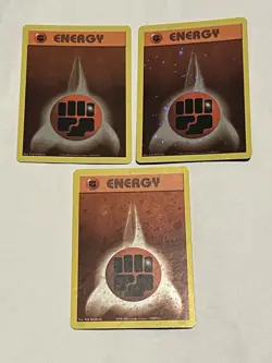 Fighting Energy Holo Promo 2000 WOTC Vintage Pokemon Card LP - Quantity of 3 - Image 1