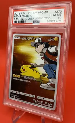 2018 Pokemon Center Red's Pikachu Japanese 20th Anniversary 270/SM-P PSA 10 - Image 4