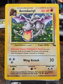 AERODACTYL 1999 POKEMON ORIGINAL FOSSIL RARE HOLO 1/62 LP - Image 1