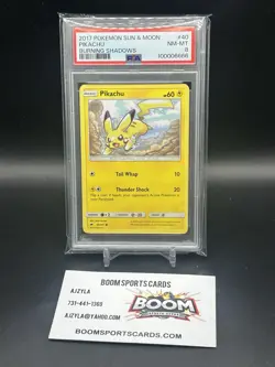 Pikachu Non-Holo Common #40 - PSA NM-MT 8 - 2017 Burning Shadows - Pokemon TCG - Image 1