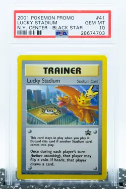PSA 10 LUCKY STADIUM #41 New York Center Black Star Promo 2001 - Pokemon Card - Image 1