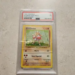 Pokemon TCG Hitmonchan Base Set 7/102 Holo Rare Card PSA 1 POOR Portuguese - Image 1