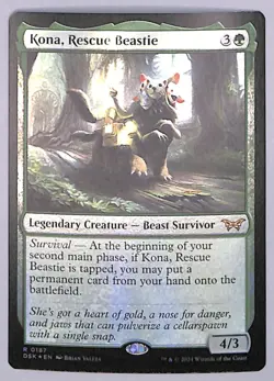 Kona, Rescue Beastie - Foil - 187 - Duskmourn: House of Horror (DSK) MTG - Image 1
