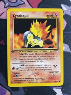 Pokemon Vintage 2000 TCG Cyndaquil 1st Edition Neo Genesis 56/111 Common - NM - Image 1