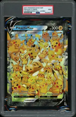 PSA 9 PIKACHU V-Union JUMBO SWSH Celebrations Black Star Promo 2021 Pokemon - Image 1
