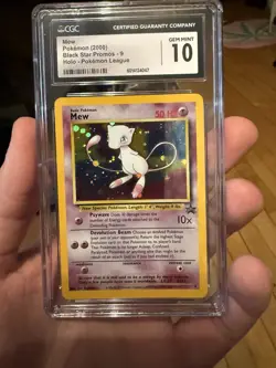 2000 POKEMON BLACK STAR PROMO HOLO POKEMON LEAGUE #9 MEW CGC 10 GEM MINT - Image 1