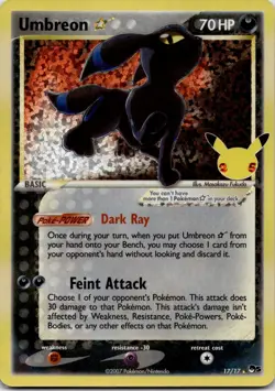 Pokemon TCG Umbreon Gold Star Holo Classic Collection Celebrations 17/17 - Image 1