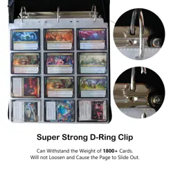 Rayvol Trading Card Binder, 12 Pocket Fit 1800 Cards - Metal D-Ring Card Holder - Image 4