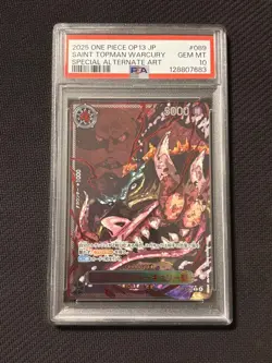 One Piece Card Saint Topman Warcury Red Parallel PSA10 OP13 Alt Art Rare - Image 1