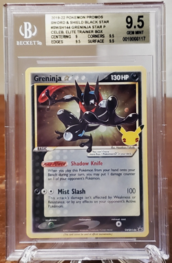 Pokemon Greninja Gold Star Celeb, ETB Black Star Holo Promo SWSH144 BGS 9.5 - Image 1
