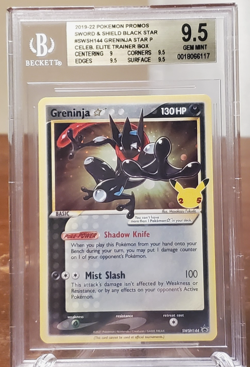 Pokemon Greninja Gold Star Celeb, ETB Black Star Holo Promo SWSH144 BGS 9.5 - Image 4