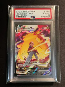 2022 POKEMON SWORD & SHIELD LOST ORIGIN #TG17 FULL ART/PIKACHU VMAX PSA 10 - Image 1
