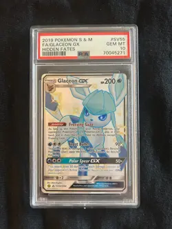 2019 POKEMON SUN & MOON HIDDEN FATES #SV55 FULL ART/GLACEON GX PSA 10 - Image 1